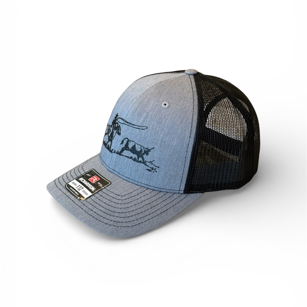 RICHARDSON 112 Heather Gray/Black Custom Ranch Roper Structured Trucker Hat - Picture 6 of 7